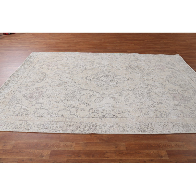 Tapis persan Tabriz en laine patiné noué à la main 6 x 9