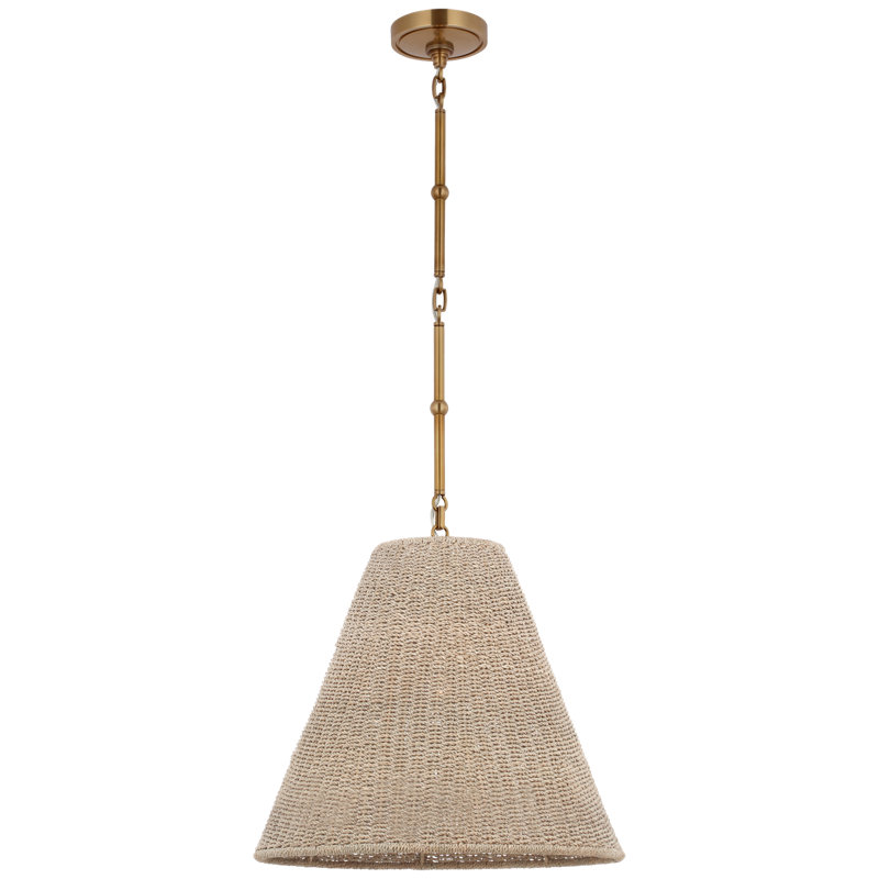 Goodman Pendant by Thomas O'Brien, Hand Rubbed Antique Brass, Ash, 15.5" H x 18" W x 18" D