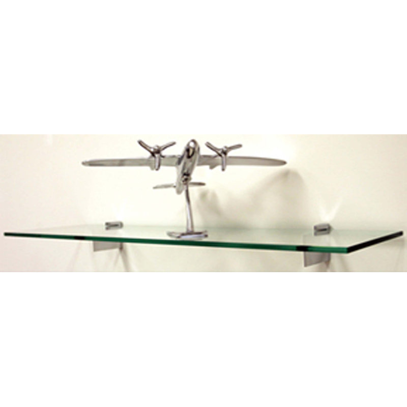 Tablette en verre Zandra, Chrome, H 0,38 po x l 24 po x P 12 po