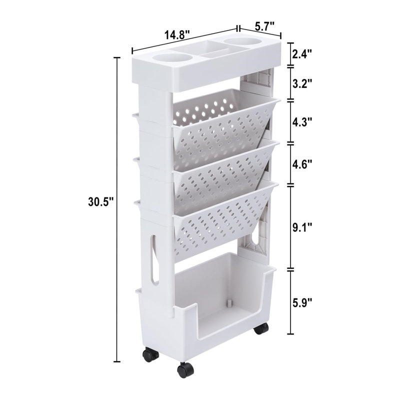 Sharea 30.5'' H x 14.7'' W Book Cart with Wheels