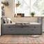  Lit de jour simple avec lit gigogne et tiroirs, structure de lit en bois massif pour chambre d'amis, gris-1538637152