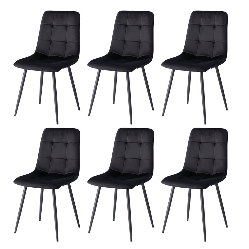 50cm H Velvet Upholstered Metal Side Chair, Black, 6