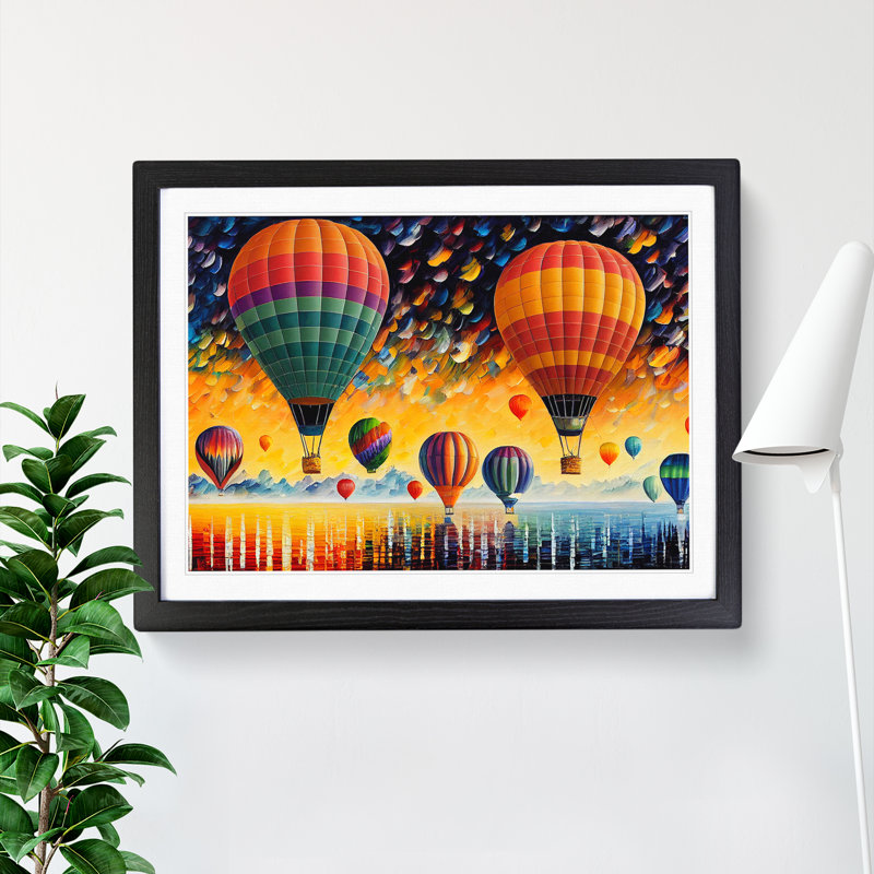 Colourful Hot Air Balloons Vol.3 - Print, Black Framed, 46cm H x 64cm W x 2cm D