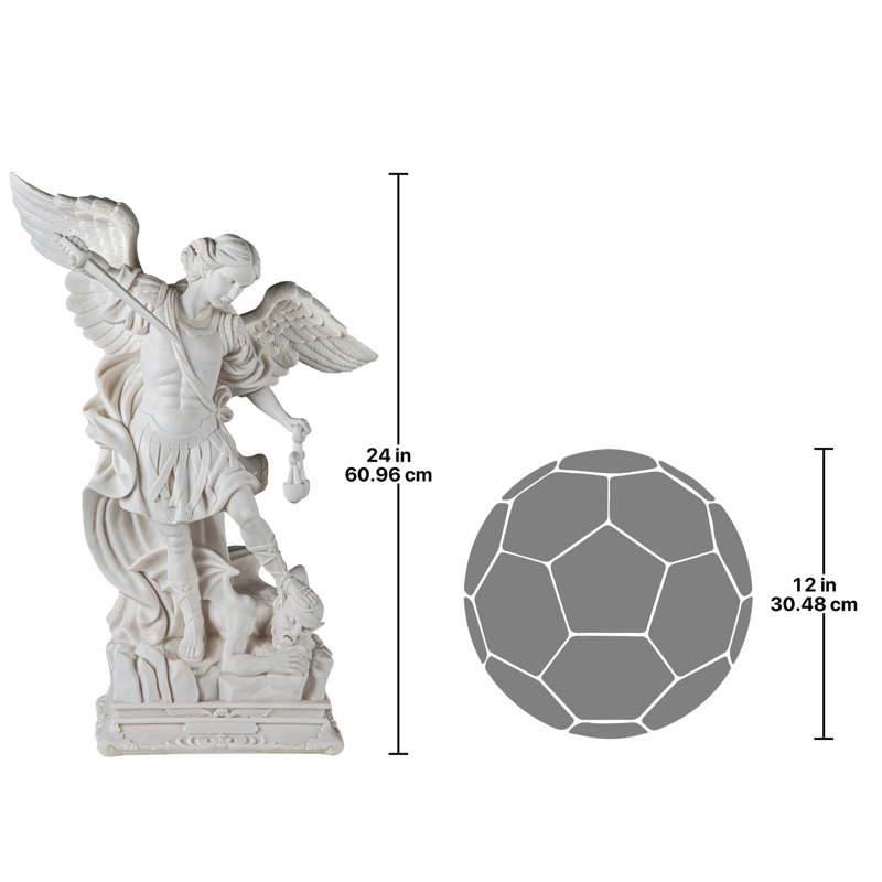 Figurine Saint-Michel l'Archange battant le diable, H 24 po x l 16 po x P 7,5 po