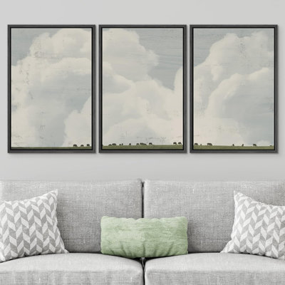 «Clouds Country Farm Cows», impression sur toile encadrée 3 pièces
