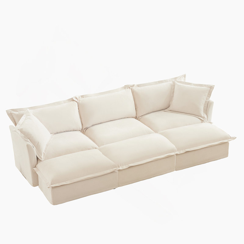 Canapé polyvalent et confortable avec plusieurs configurations pour le salon, Crème, crème