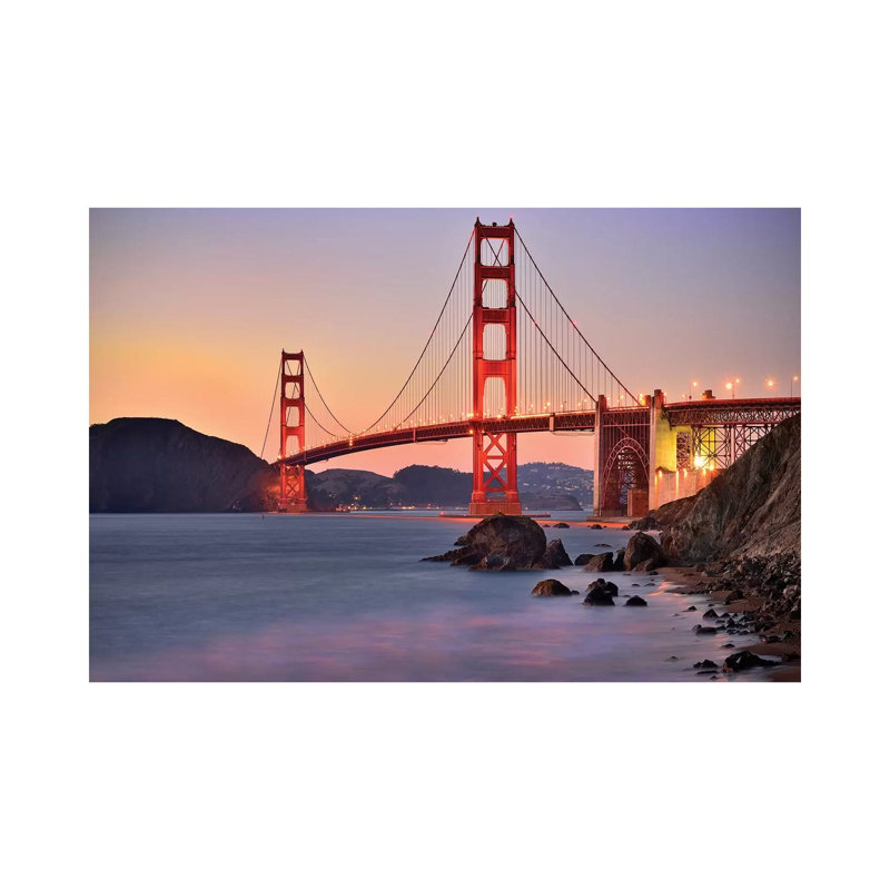 Golden Gate Bridge, Marshall Beach sunset par Susanne Kremer - Photographie de toile tendue, H 8 po x l 12 po x P 0,75 po