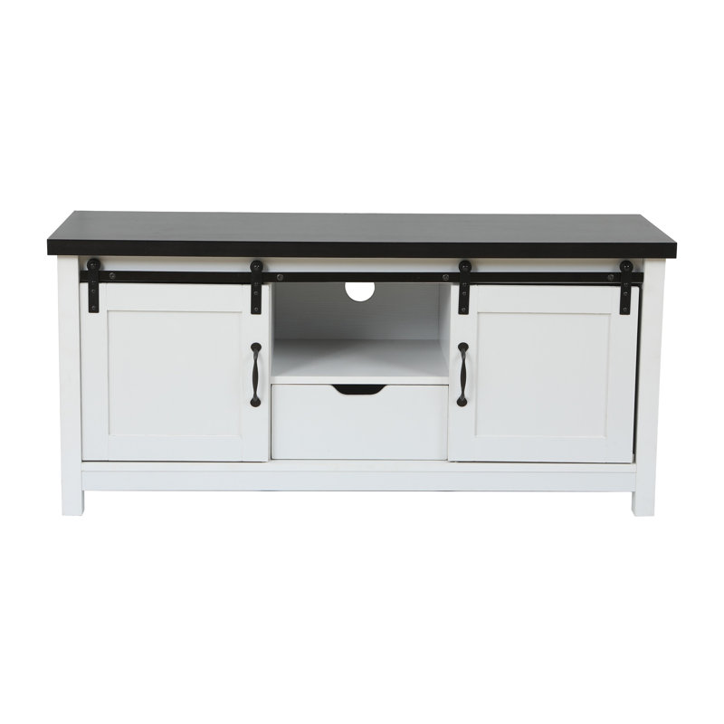 Farmhouse TV Stand with Storage and Sliding Barn Doors for TVs up to 50'', 47.3'' W