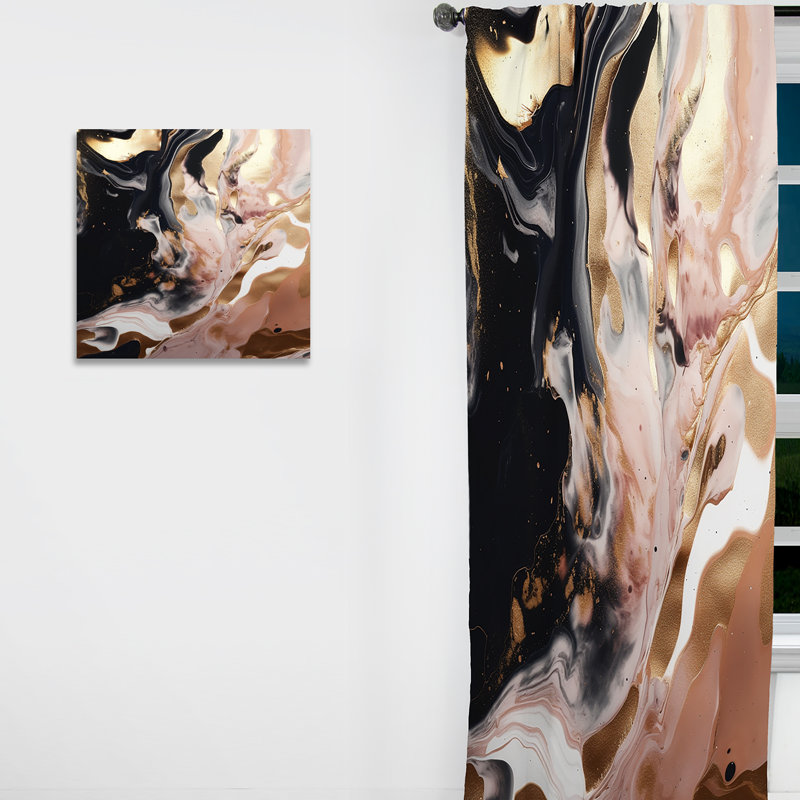 Rideau en velours moderne - obscurcissant - 1 panneau Ocean Waves Fluids In Marble V, L 52 po x L 108 po