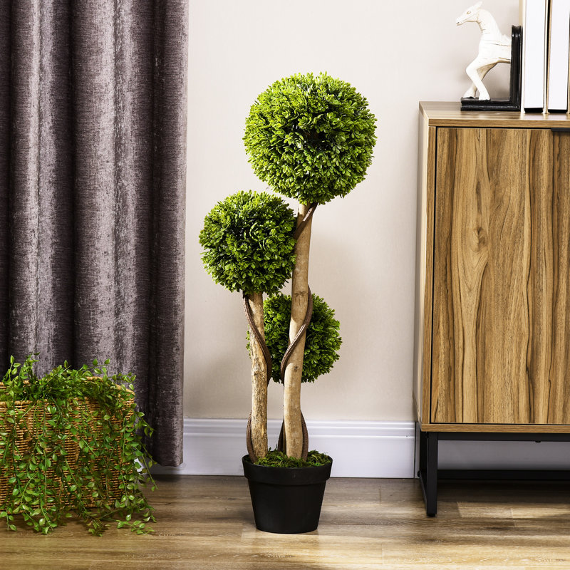 90cm Faux Moss Topiary in Cement Pot