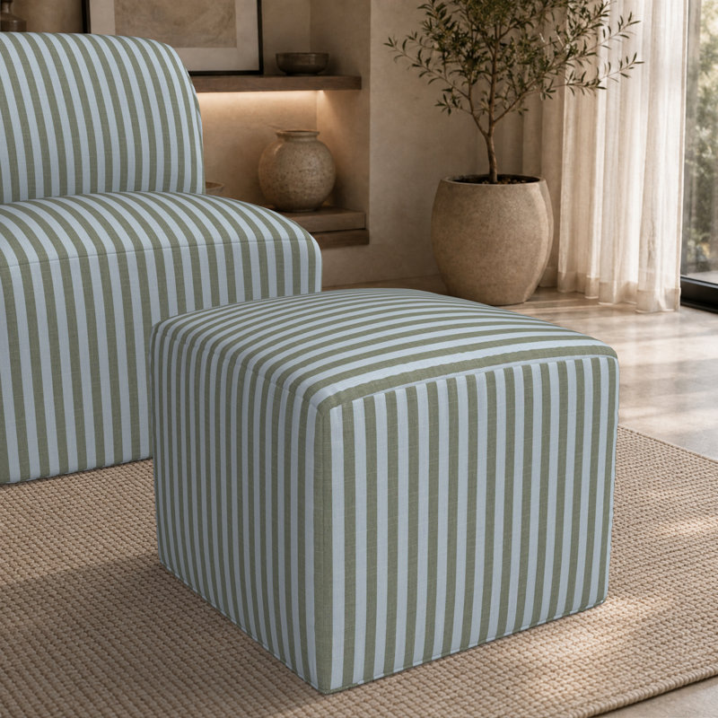 Repose-pieds extérieur Praia Sunbrella®, H 18 po x l 22 po x P 22 po, Sail Away Aloe
