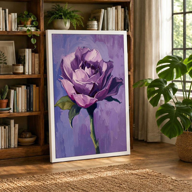 Mauve Rose Study Botanical - Wrapped Canvas, Terracotta Border, 30x20 - 76.2 x 50.8 cm