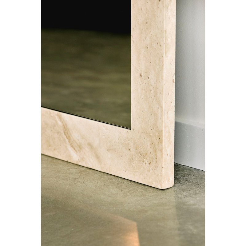 Zehra 35 in. x 75 in. Natural Stone Marble Arch Framed Mirror