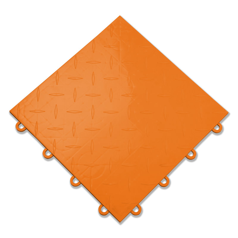 Carreau de plancher de garage 12 po x 12 po Diamond Nitro Mat Snap-Together, Orange Harley