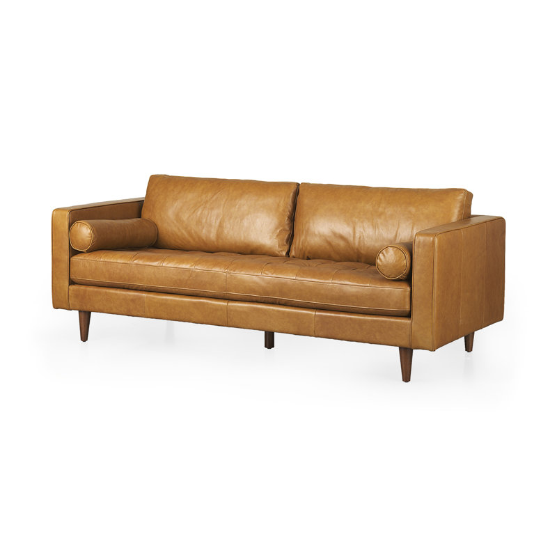 Blaj Upholstered Sofa, Charme Tan Genuine Leather