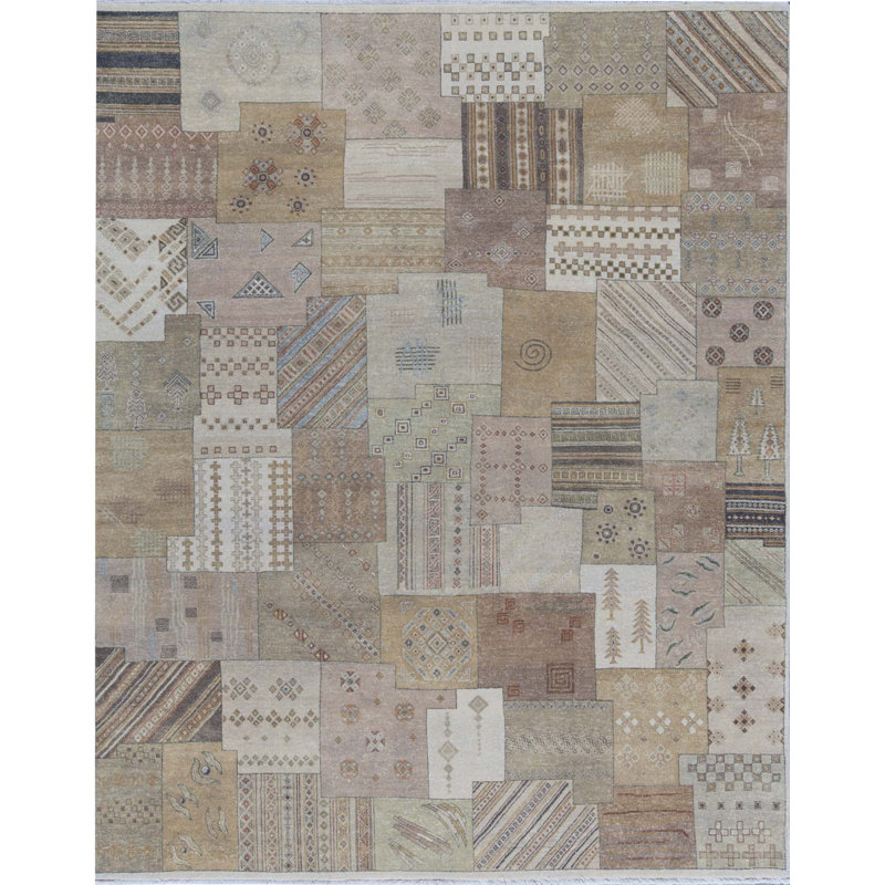 Tapis ivoire et multicolore noué à la main de haute qualité