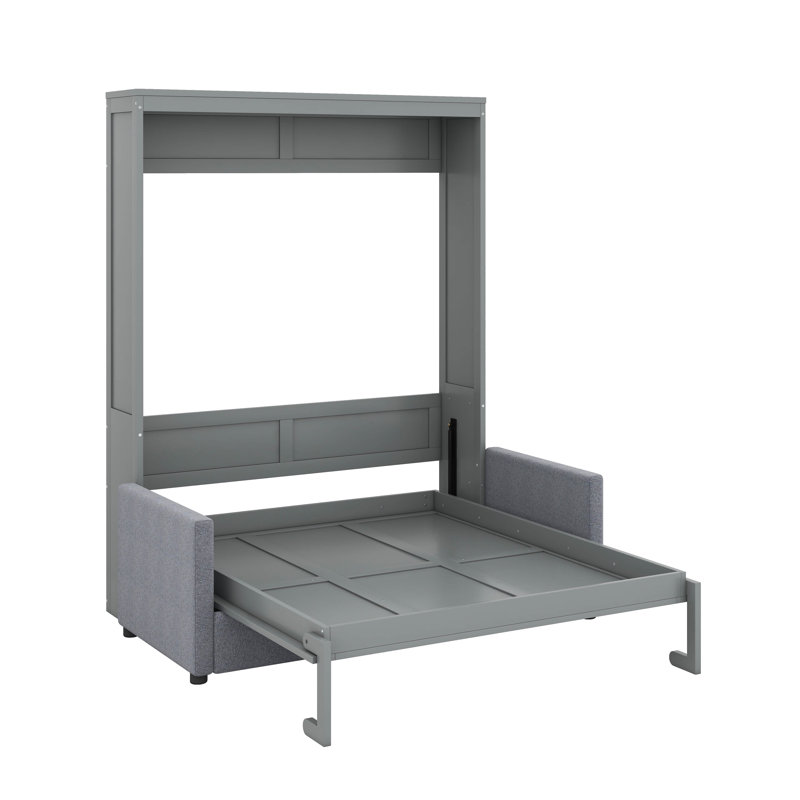 Lit escamotable double avec coussin, Gris