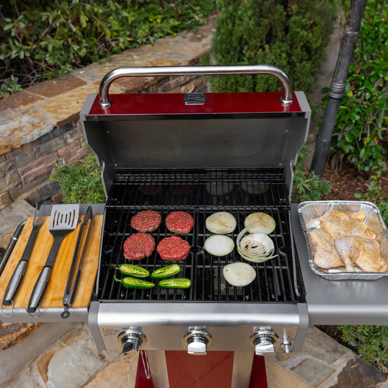 Ensemble d'outils de barbecue en acier inoxydable 3 pièces Kenmore - Fourchette, pinces et spatule