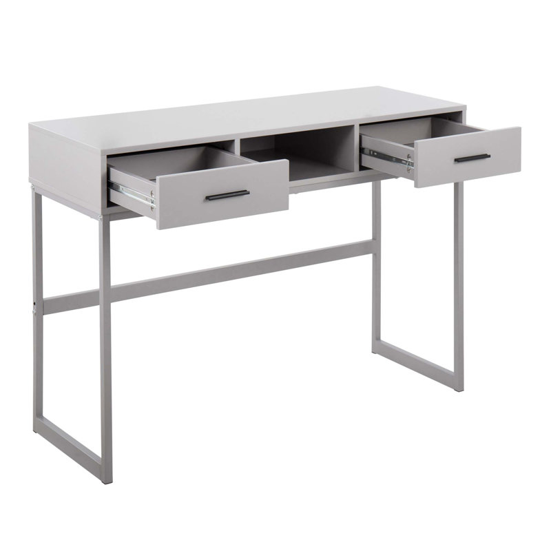 Console contemporaine en métal et en bois avec deux tiroirs pour un rangement dissimulé et un design élégant, pour les intérieurs modernes.