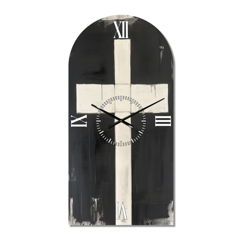 Croix de la forme pure - Horloge murale scandinave arquée, H 39 po x l 19 po - Arche