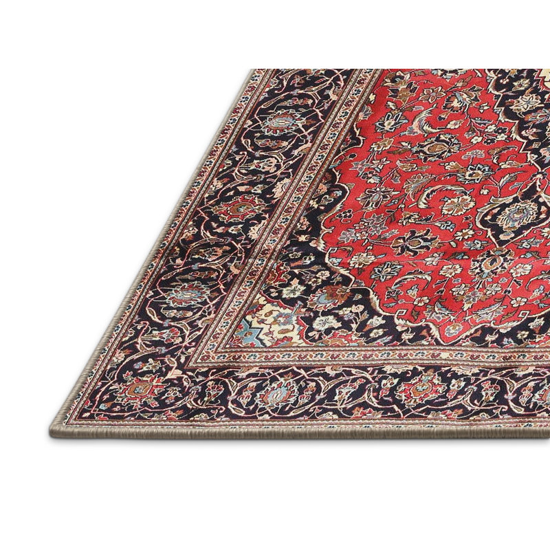 Tapis traditionnel rouge / noir Varda, Rectangle 3 pi x 5 pi