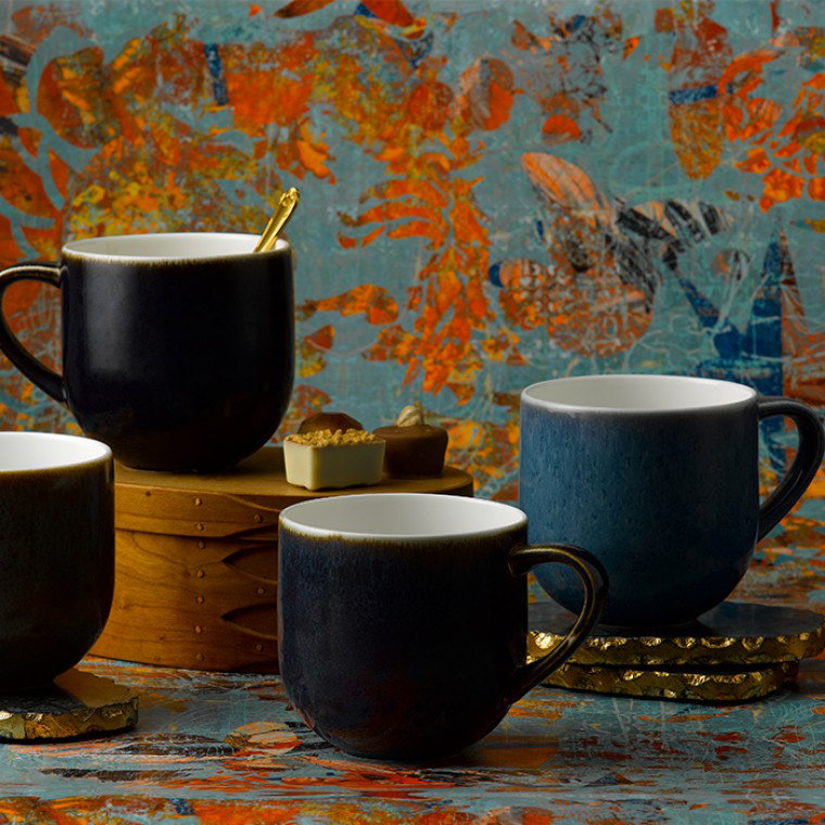 Art Glaze Bone China Coffee Mug, Pressed Mulberry
