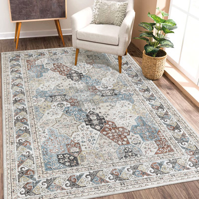 Tapis rétro vintage à motif floral lavable pour tapis de salon, tapis de couloir, tapis antidérapant, tapis antidérapant et antidérapant pour salle à manger, bureau, cuisine, décor de maison de campagne