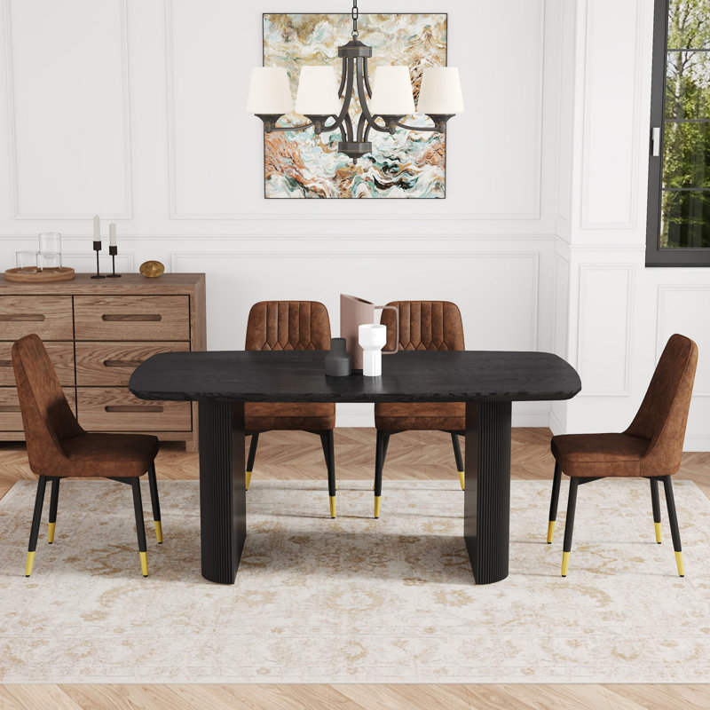 Ensemble de table de salle à manger d'intérieur, table avec chaises d'appoint pour la cuisine et la salle à manger, Noir