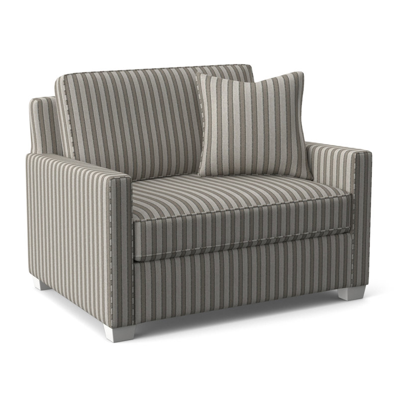 Nicklaus Sleeper Sofa, Frost White Finish, Green and Blue Stripe; 0252-54, 5" Innerspring Mattress