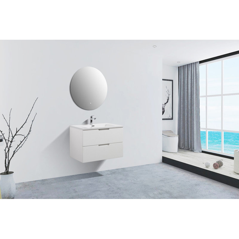 Alma 19'' Chrome Polymarble Rectangular Bathroom Sink with Overflow