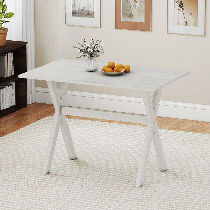 Solid Wood Base Dining Table, White