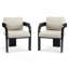 Ensemble de 2 chaises de salle à manger avec dossier coussiné, tissu beige, structure en bois massif noir-133621982-133621983