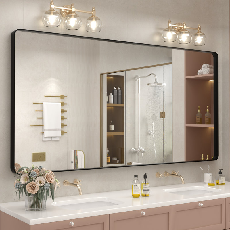 Miroir mural Aevar, 72 po x 36 po, Noir mat