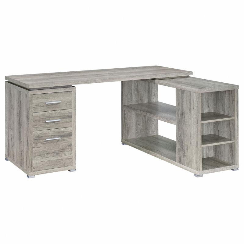 Driftwood 3-Drawer L-Shape Computer Desk, Gray