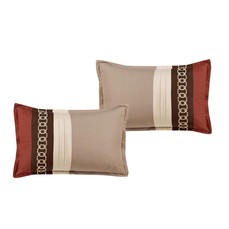 Ensemble d'édredon brun et beige 7 pièces, Grand édredon et 6 pièces supplémentaires