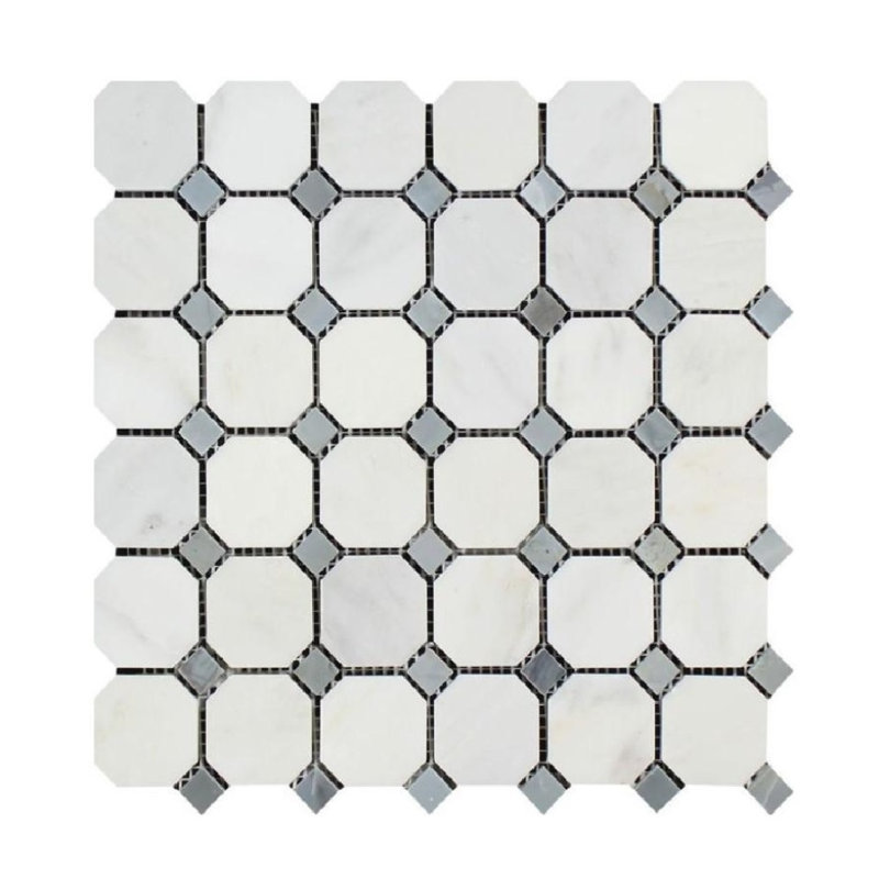 Carreau de sol et mosaïque en marbre octogone et à pois