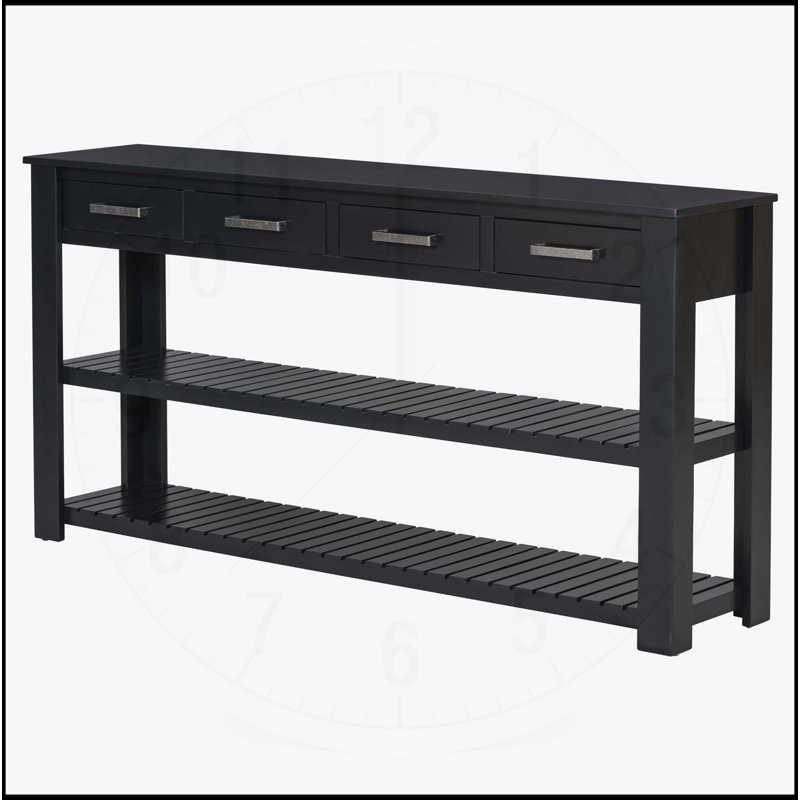 Console élégante avec plusieurs compartiments pour une utilisation polyvalente dans les espaces de vie, Noir