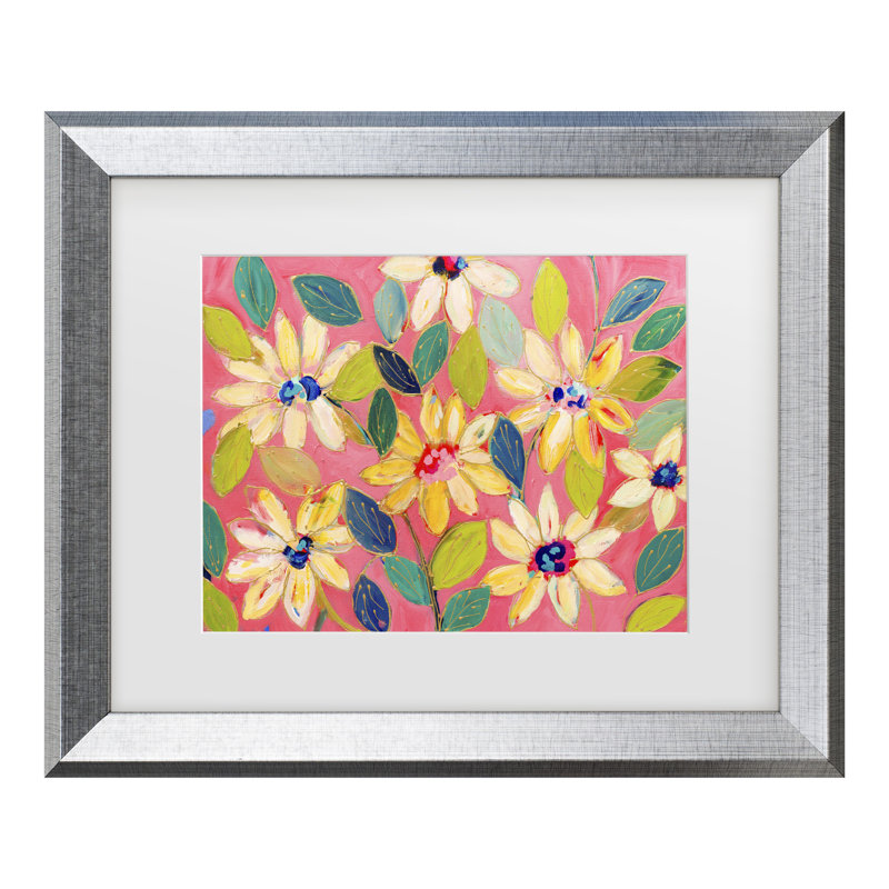 Carrie Schmitt, art floral encadré mat 3, H 19,5 po x l 23,5 po, Cadre argenté