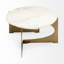 Table basse 30 po ovale en marbre et métal véritable blanc et or