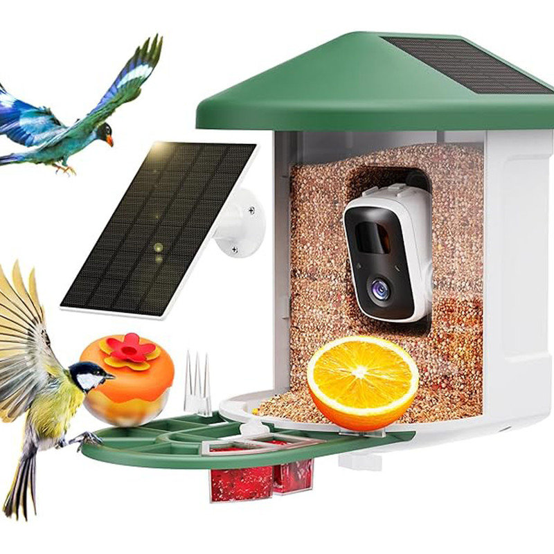 Bird Feeder with Camera with Solar Panel, Smart Bird House, Instant Arrival Alerts, Receive Bird Arrival Notification