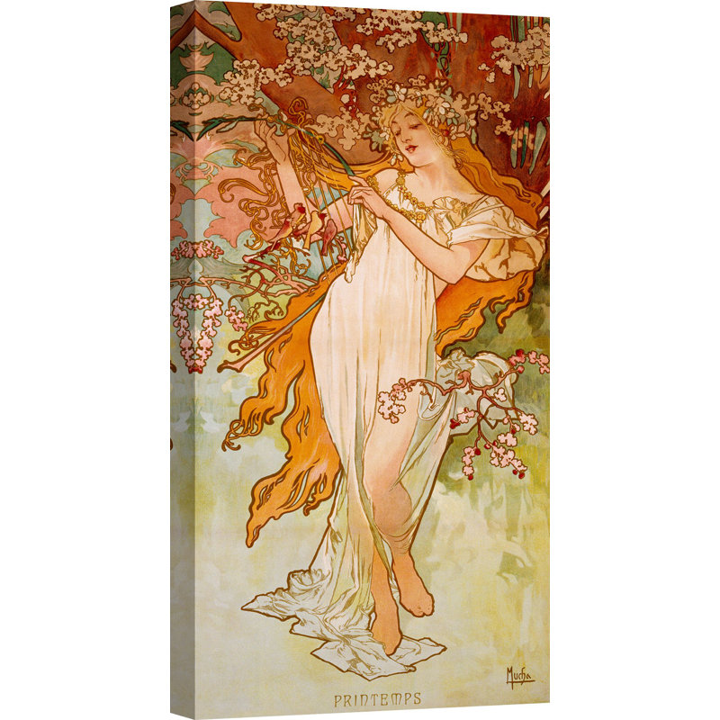 Spring by Alphonse Mucha - Wrapped Canvas Painting, 70cm H x 35cm W x 4cm D