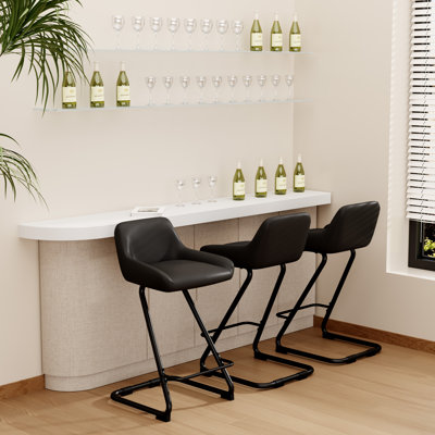 Upholstered Counter Stool With Metal Frame