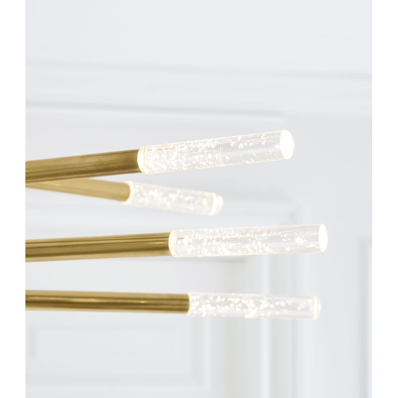 Kelly Wearstler Rousseau Grande Ten Light Articulating Chandelier, Antique Burnished Brass, Seeded Glass