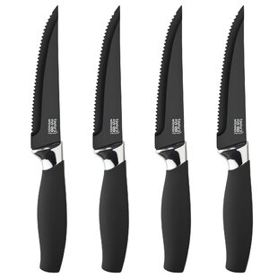 harriet Steak Knife Set, Serrated Steak Knives Set of 6, Full Tang German  Stainless Steel Steak Knives, Black