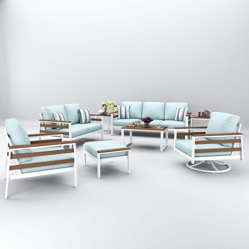 Townsend 7-Person Sunbrella® Patio Seating Group, Bliss Dew, Brown