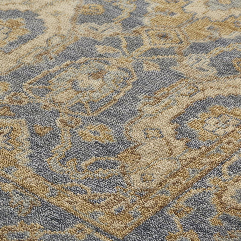 Carrington Wool Oriental Area Rug in Blue, Rectangle 2' x 3'
