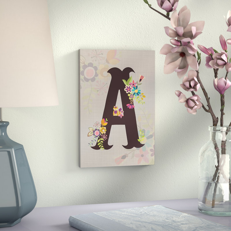 « floral alphabet series »-impression sur toile tendue, H 18 po x l 12 po x P 1,5 po, A