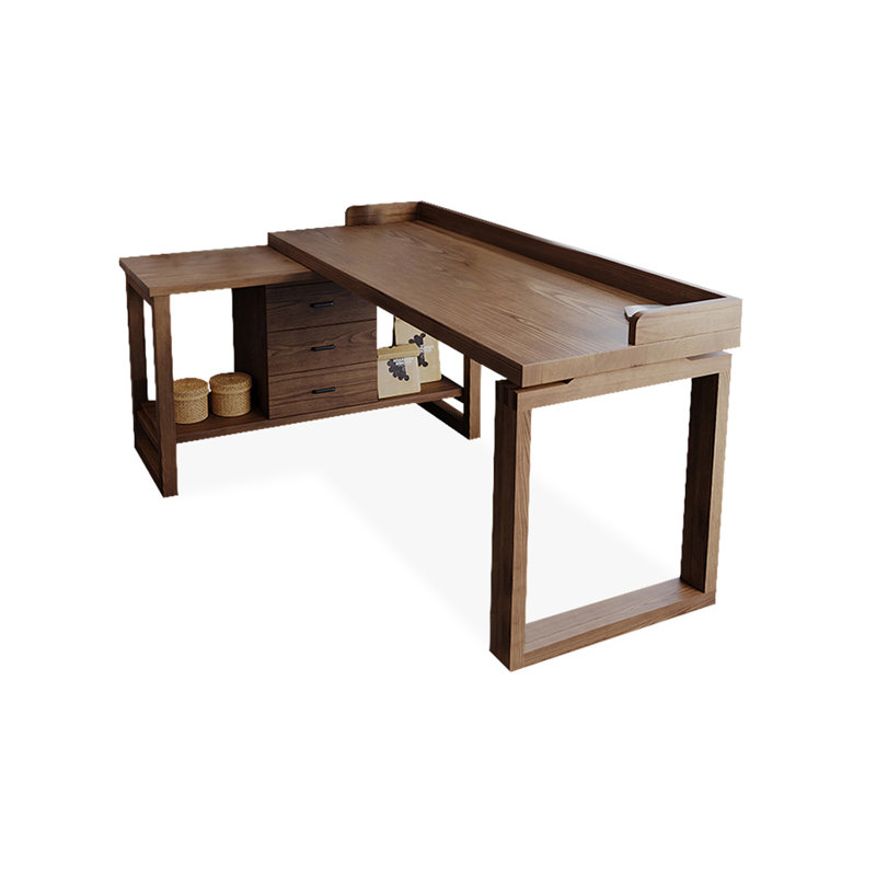 Bureau de direction en L en noyer massif avec tiroirs, H 29,53 po x l 55,12 po x P 39,37 po, Retour à gauche