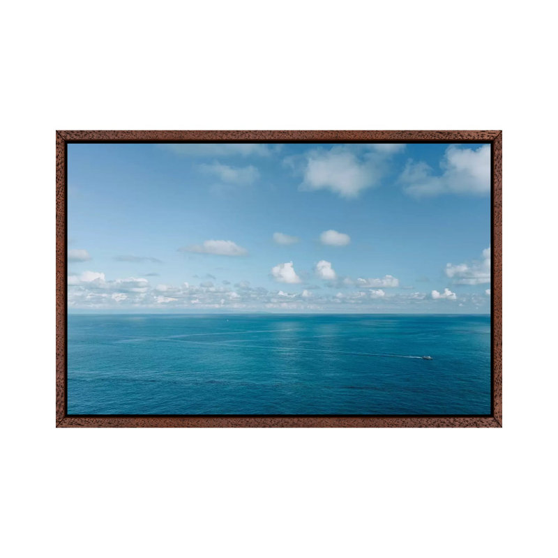 Amalfi Coast Ocean View IX by Bethany Young - Print on Canvas, 66.04cm H x 101.6cm W x 3.81cm D, Classic Brown Wood Framed