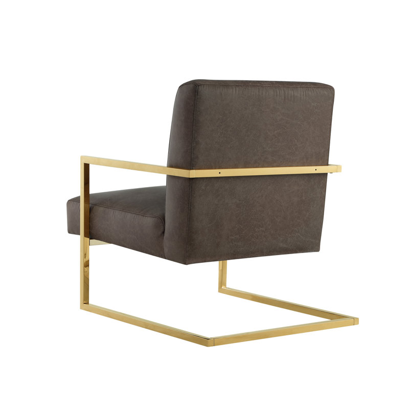Fauteuil Keenan de 68,58 cm de large, Similicuir brun clair / doré, Or